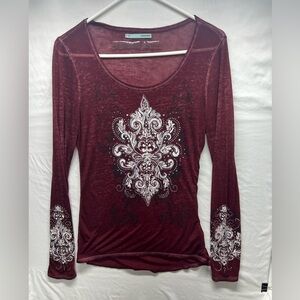 Maurice’s Y2K Light Weight Long Sleeve Bling Top Sz M